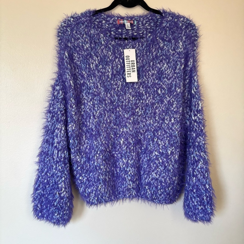 Urban Outfitters Fuzzy Purple Crew Neck Sweater Size Small NWT
